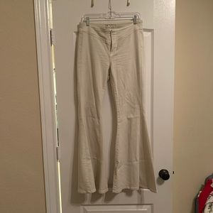 Free People Cream Bell Bottom Jeans